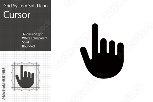 Simple cursor icon, hand icon indicating click or touch selection