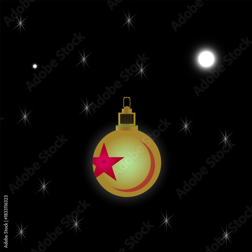 Golden Christmas Ornament in Starry Night