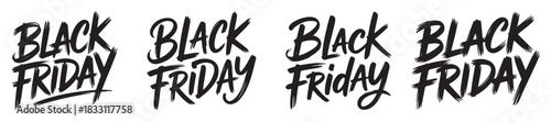 Set of Black Friday lettering designs hand-drawn vector typography for seasonal sales and promotions isolated on white background