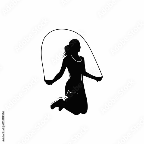 Woman Jump Rope Skipping Cardio Exercise Silhouette