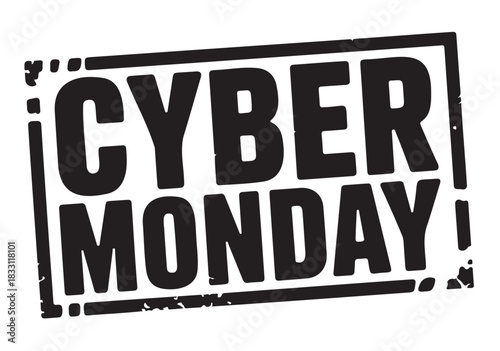 Cyber Monday rubber stamp distressed vector design for online shopping promotions isolated on white background