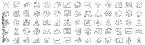 Business growth, profit, revenue, analytics, editable stroke