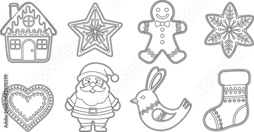 Christmas Gingerbread Outline Cookies Collection.