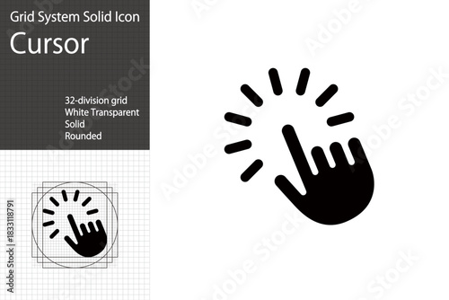 Simple cursor icon, hand icon indicating click or touch selection