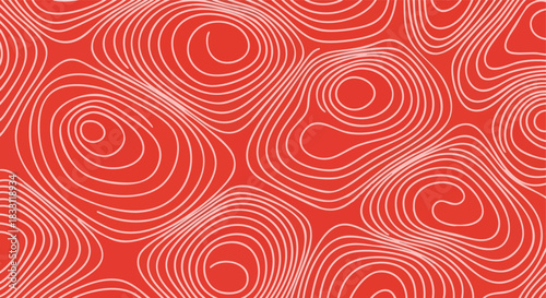 Abstract swirling linework on a vibrant red background pattern for graphic design and visual art applications