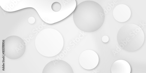 Abstract white and gray circle background paper cut style. Vector illustration. White abstract geometric pattern background, wave and curve . Abstract wavy line 3d paper cut white background .