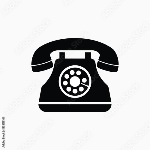 landline telephone icon silhoutte vector template