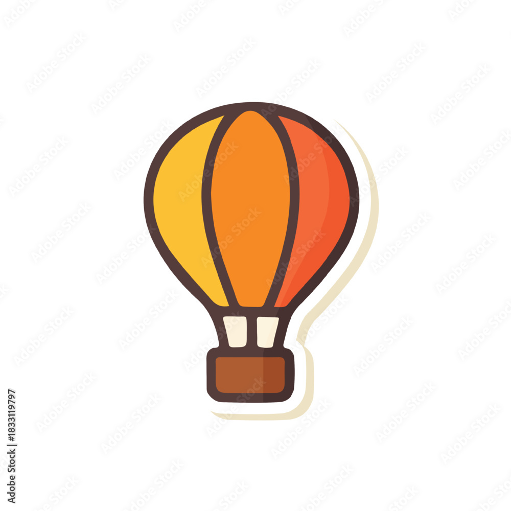 Obraz premium Flat Illustration of Hot Air Balloon in Minimal Travel Sticker Style