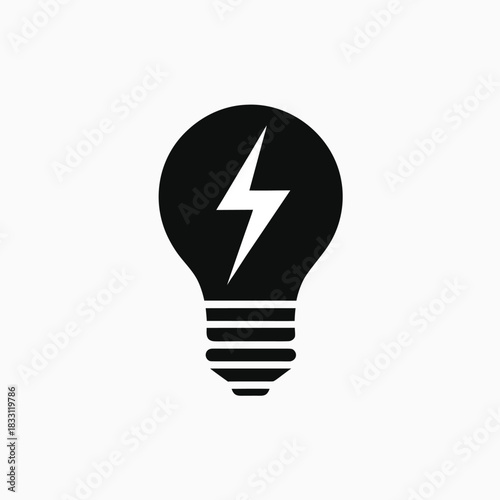  light bulb with lightning vector icon template