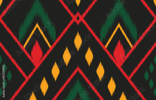 Ethnic abstract ikat art. Aztec ornament print. geometric ethnic pattern seamless  color oriental.  Design for background ,curtain, carpet, wallpaper, clothing, wrapping, Batik, vector illustration.