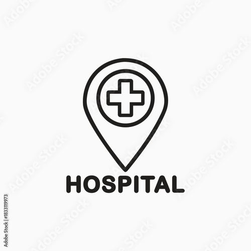 location with cross hospital location vector template