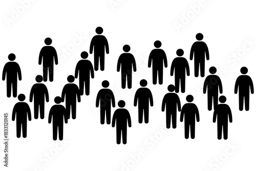 人の群れのシルエットイラスト