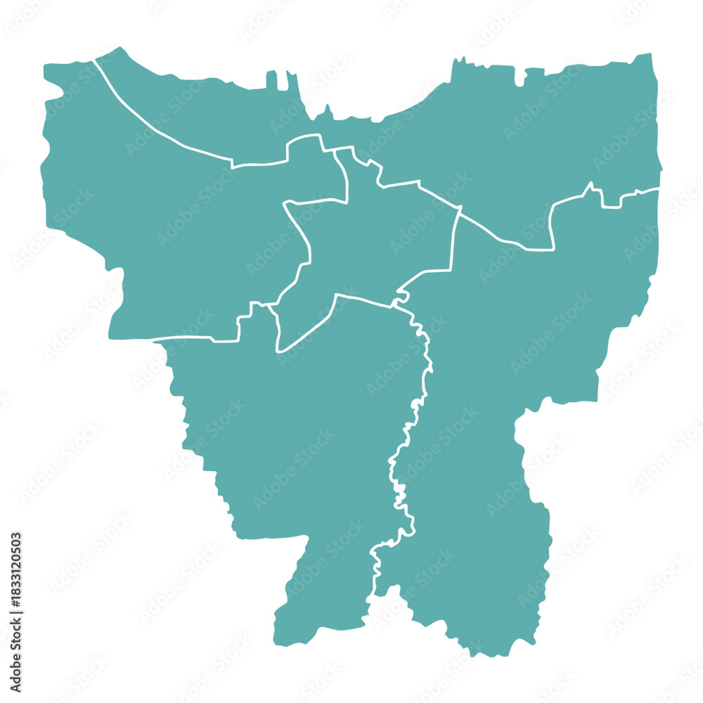 Obraz premium Simple Map of Jakarta Province Indonesia with District Borders