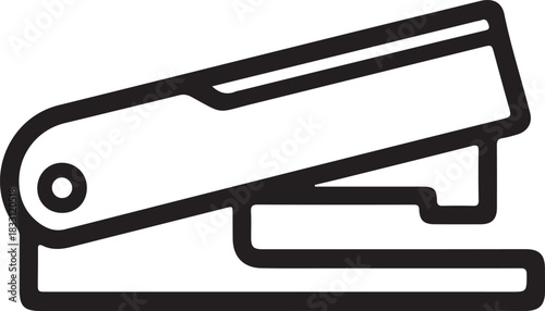 Stapler line icon for office and stationery use, Clean black-and-white line illustration of a stapler, ideal for office materials, stationery concepts, and productivity interface graphics.

