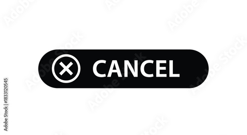 Simple black button displaying a white x and the word cancel