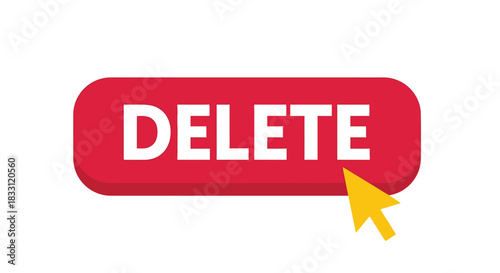 A red delete button with white text and a pointing cursor