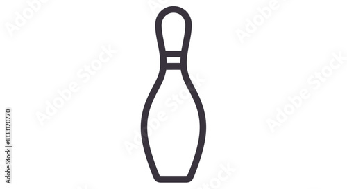 A simple black and white line drawing of a classic bowling pin