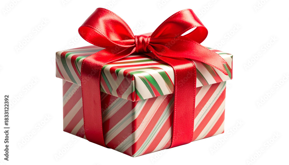 Fototapeta premium Cute Candy Cane Christmas Gift Box PNG