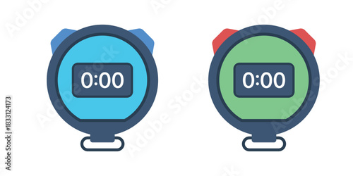 Stop watch icon set vector