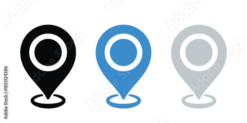 Map location pins icon set vector