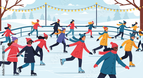 Outdoor Ice Skating Scene
