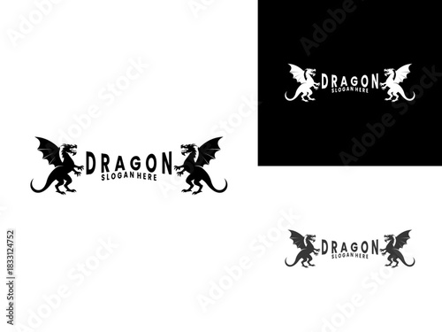 Dragon mythology mascot logo design vector template. Dragon mascot logo design vector