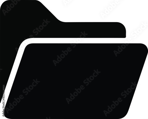 Black folder icon for file management, Simple black folder symbol representing digital file storage, organization, and document management for apps, websites, and user interface design.

