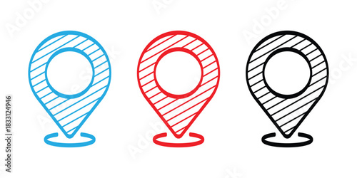 Map location pins icon set vector