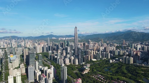 Aerial View of Urban Scenery in Futian Central District, Shenzhen
