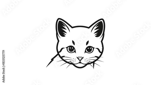 Minimalist black and white cat illustration with a lightning bolt scar design