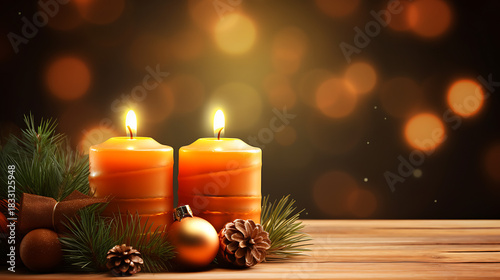 christmas decoration with candle, Realistic christmas candle background, A church illuminated by candlelight during a midnight christmas eve service winter background

