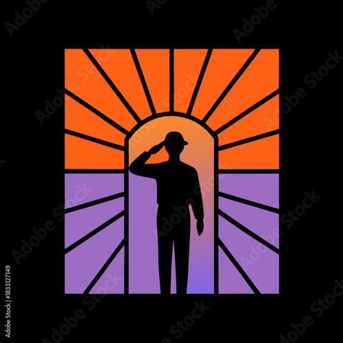 Silhouette soldier saluting at sunrise graphic soldier silhouette