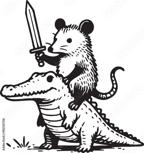 A funny cartoon vector illustration of a wild bear and a child bear cub wearing a scarf and reading books