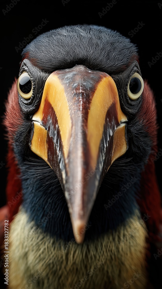 Fototapeta premium Portrait saisissant d'un toucan avec son bec coloré et ses yeux perçants