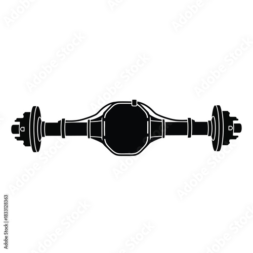 Black silhouette of a car rear axle assembly vehicle