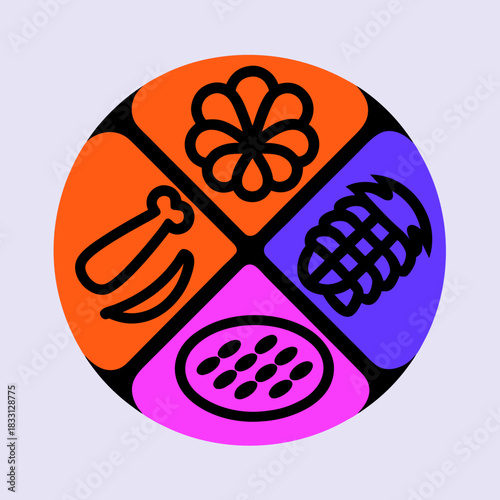 Thanksgiving food icons circle graphic turkey leg