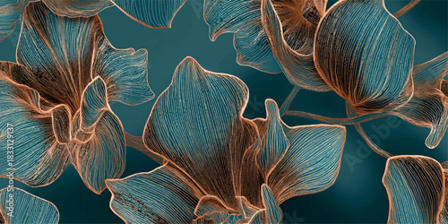 Abstract organic forms with intricate textures and glowing iridescent colors on a dark background