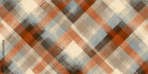 Abstract geometric rhombus pattern with textured diagonal lines in warm earthy tones
