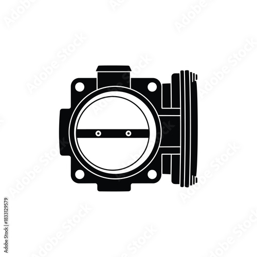 Black silhouette of a car throttle body engine part