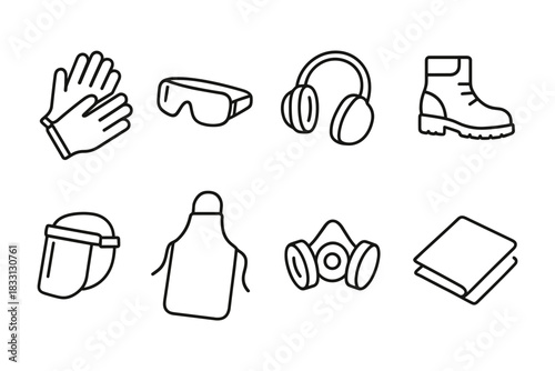Minimalist Line Art Work Safety Gear, Protective Equipment for Labor