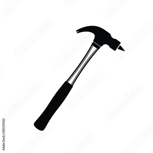 Black silhouette of a claw hammer on white background