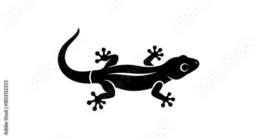 Silhouette of a Gecko A Simple and Striking Reptilian Design.