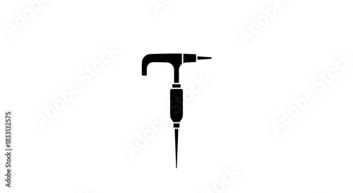 Silhouette of a Jackhammer Tool for Construction and Demolition Work.