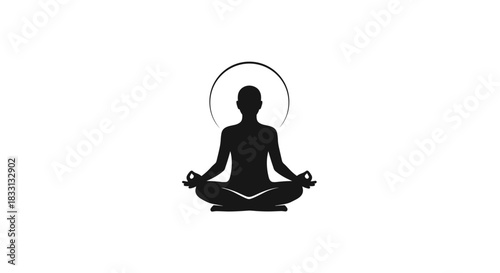 Silhouette of a Meditating Person with Halo.