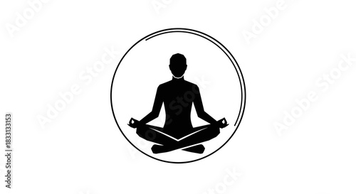Silhouette of a Person Meditating in Lotus Position.
