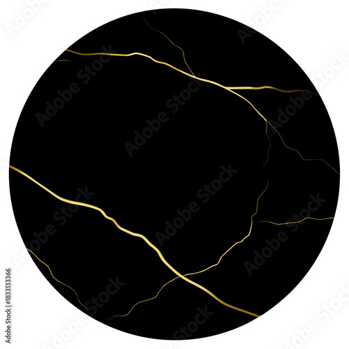Kintsugi inspired black circle with gold veins