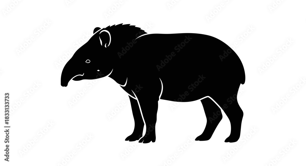 Obraz premium Silhouette of a Tapir A Striking Animal Illustration.