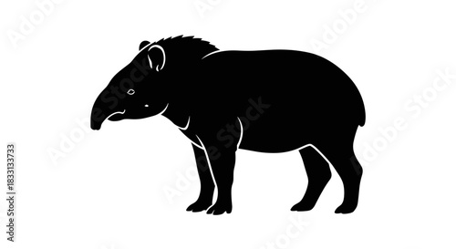 Silhouette of a Tapir A Striking Animal Illustration.