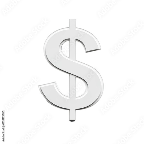 Glossy Dollar Sign on Transparent Background