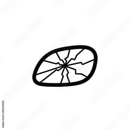 Black silhouette of a cracked lens broken glass vector